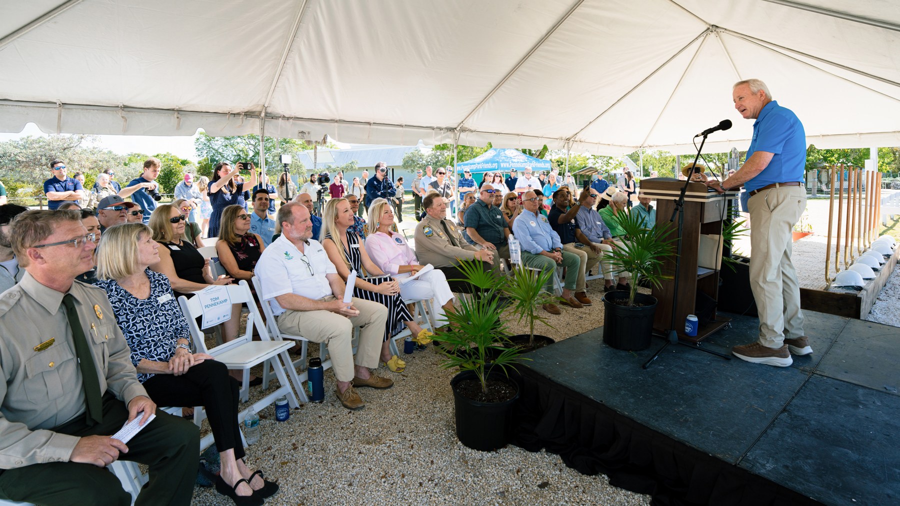 Tom Pennekamp speaks at the April 22, 2026 groundbreaking ceremony in Key Largo.