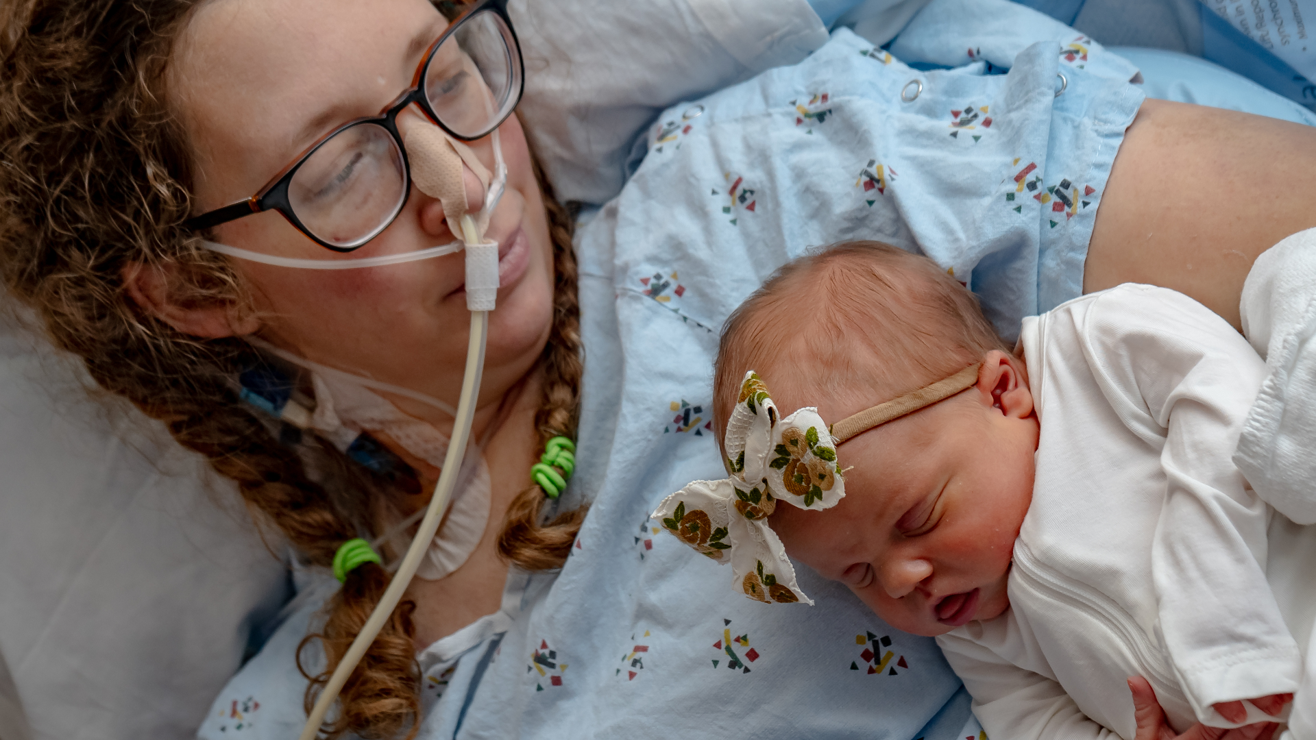 Kayla Gengler holds Ida during the family’s return to Mayo Clinic.